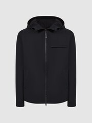 Reiss Black Zuroke Zip Through Hooded Blouson Jacket - Image 2 of 6