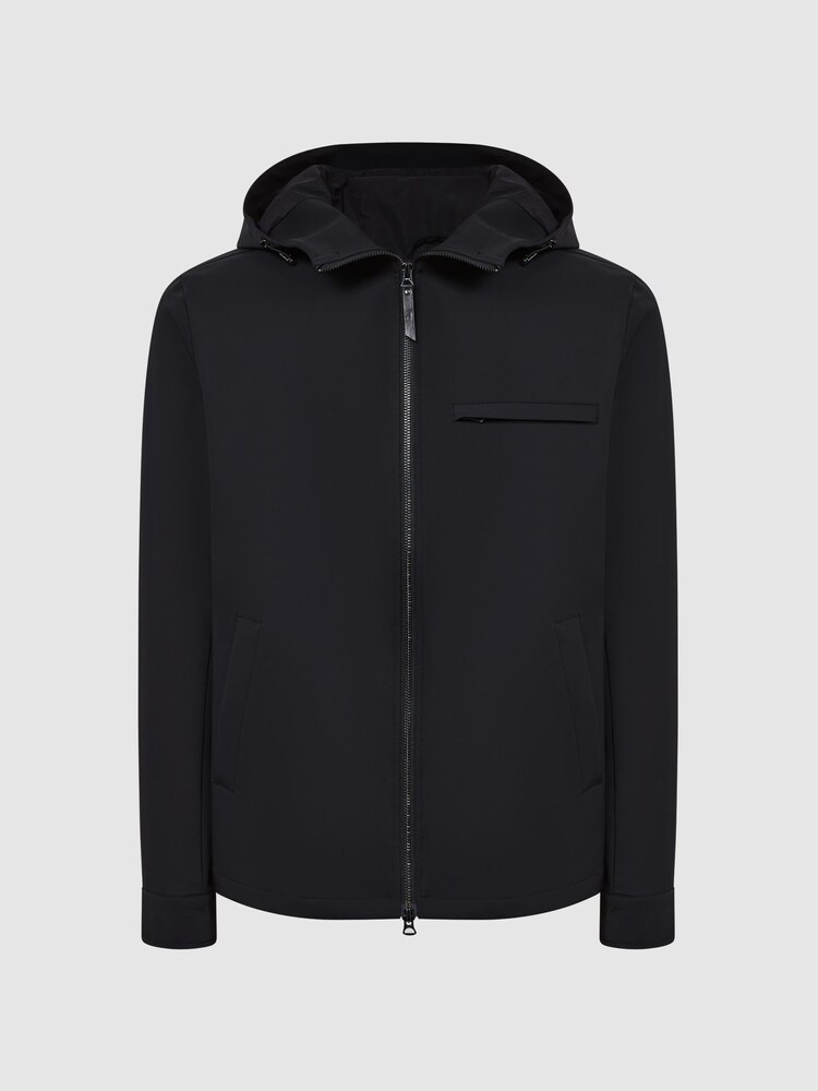 Reiss Black Zuroke Zip Through Hooded Blouson Jacket - Image 2 of 6