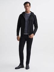 Reiss Black Zuroke Zip Through Hooded Blouson Jacket - Image 3 of 6