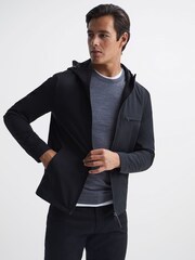 Reiss Black Zuroke Zip Through Hooded Blouson Jacket - Image 6 of 6