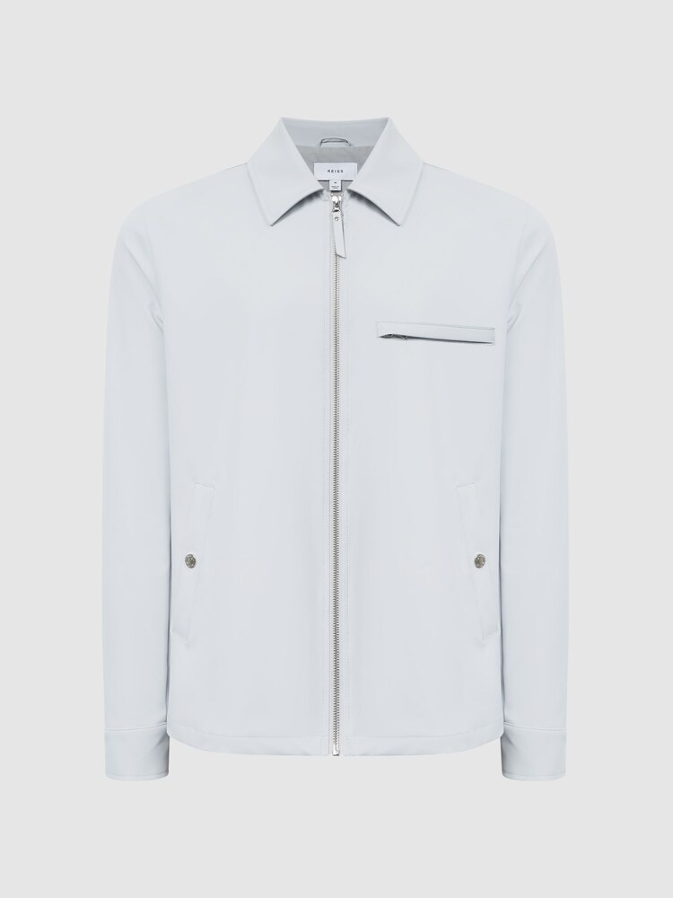 Reiss Ice Grey Tyrone Zip Through Harrington Jacket - Image 2 of 5