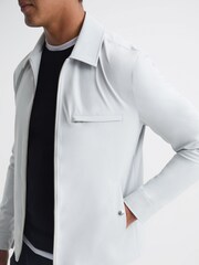 Reiss Ice Grey Tyrone Zip Through Harrington Jacket - Image 4 of 5