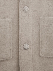 Reiss Oatmeal Loke 9-12 yrs Long Sleeve Press Stud Brushed Overshirt - Image 7 of 7