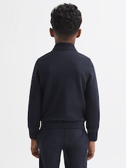 Reiss Navy Flintoff 3-9 yrs Funnel Neck Quilted Hybrid Jacket - Image 6 of 7