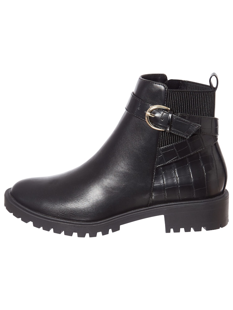 M&Co Flat Buckle Black Boots - Image 1 of 3 M&Co Flat Buckle Black Boots - Image 1 of 3
