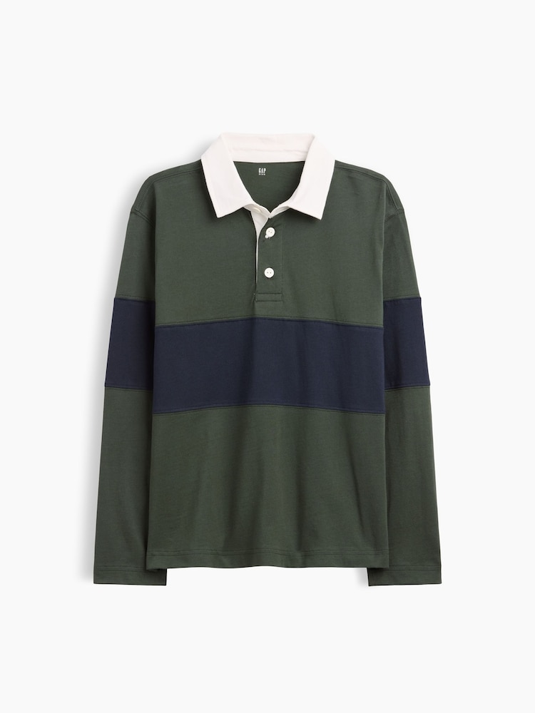 Gap Green Long Sleeve Rugby Polo Shirt (4-13yrs) - Image 1 of 3