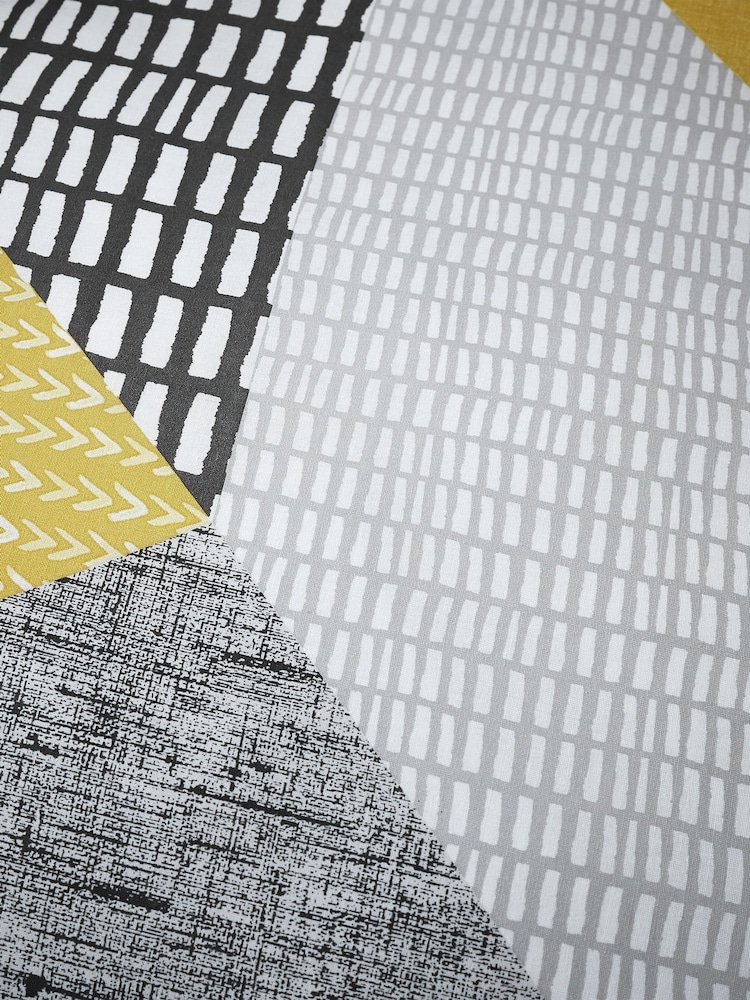 Catherine Lansfield Ochre Yellow Grey Larsson Geo Duvet Cover and Pillowcase Set - Image 3 of 4