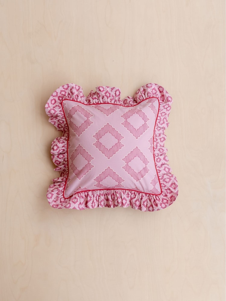 TBCo Pink Diamond Cotton Cushion Cover - Image 1 of 2 TBCo Pink Diamond Cotton Cushion Cover - Image 1 of 2