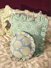 TBCo Blue Floral Cotton Cushion Cover - Image 2 of 2