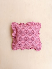 TBCo Pink Floral Cotton Cushion Cover - Image 1 of 3
