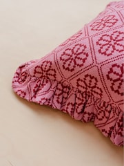 TBCo Pink Floral Cotton Cushion Cover - Image 2 of 3