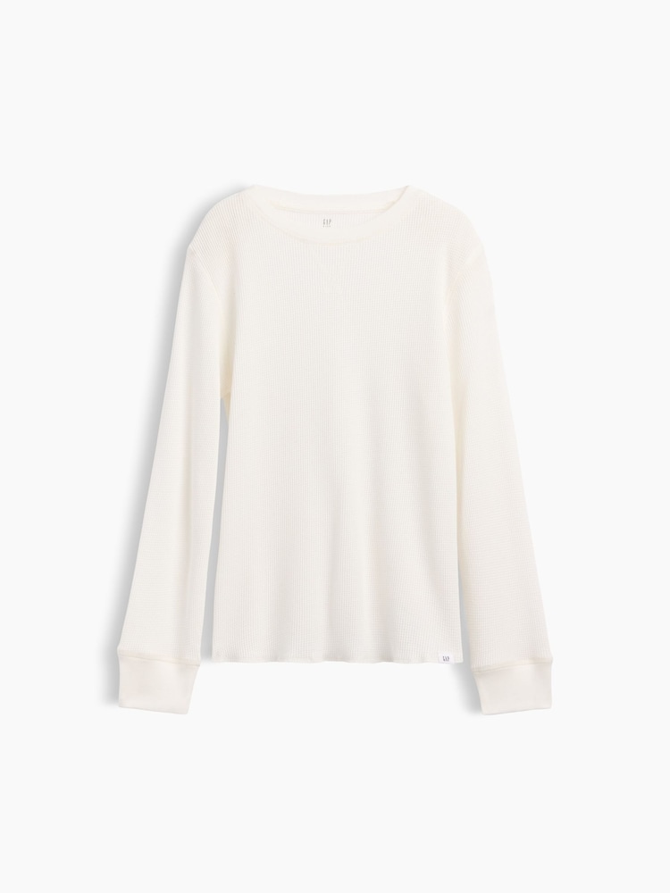 Gap White Waffle-Knit Long Sleeve T-Shirt (4-13yrs) - Image 1 of 3 Gap White Waffle-Knit Long Sleeve T-Shirt (4-13yrs) - Image 1 of 3
