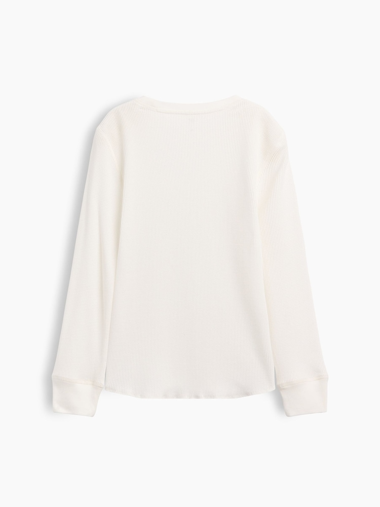 Gap White Waffle-Knit Long Sleeve T-Shirt (4-13yrs) - Image 2 of 3 Gap White Waffle-Knit Long Sleeve T-Shirt (4-13yrs) - Image 2 of 3