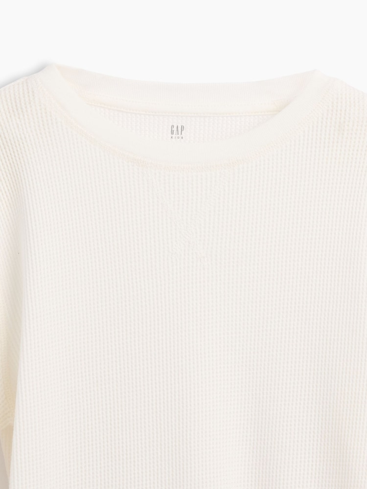 Gap White Waffle-Knit Long Sleeve T-Shirt (4-13yrs) - Image 3 of 3 Gap White Waffle-Knit Long Sleeve T-Shirt (4-13yrs) - Image 3 of 3