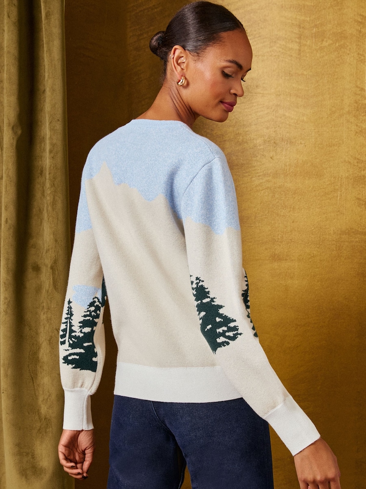 Love & Roses Embroidered Sequin Après Ski Crew Neck Knitted Christmas Jumper - Slika 5 od 5