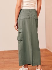 Khaki Green Cargo Ripstop Midi Skirt - Image 2 of 5