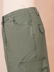 Khaki Green Cargo Ripstop Midi Skirt - Image 3 of 5
