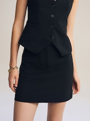 Black Tailored Stretch Mini Skirt - Image 1 of 7
