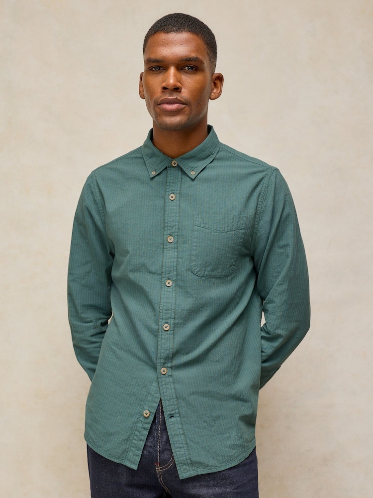 White Stuff Green Bruton Cotton Stripe Shirt - Image 1 of 6 White Stuff Green Bruton Cotton Stripe Shirt - Image 1 of 6