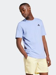adidas Light Blue Essentials Single Jersey Embroidered Small Logo 100% Cotton T-Shirt - Image 3 of 8