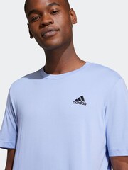 adidas Light Blue Essentials Single Jersey Embroidered Small Logo 100% Cotton T-Shirt - Image 4 of 8