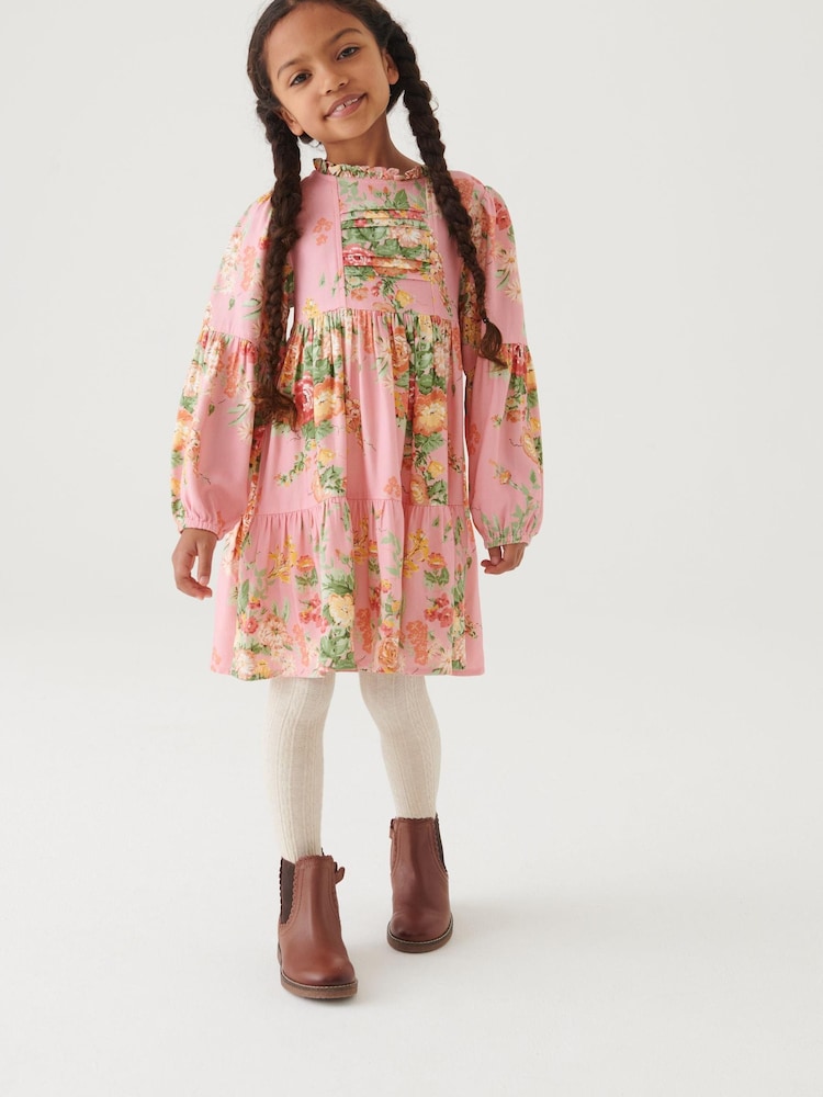 Laura Ashley Pink Pintuck Tiered Dress - Image 1 of 11