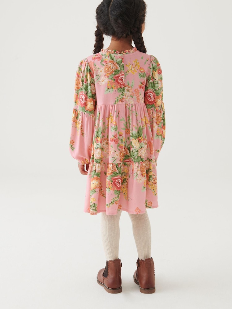 Laura Ashley Pink Pintuck Tiered Dress - Image 2 of 11