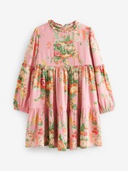 Laura Ashley Pink Pintuck Tiered Dress - Image 8 of 11