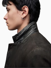 AllSaints Grey Black Survey Leather Blazer - Image 5 of 10