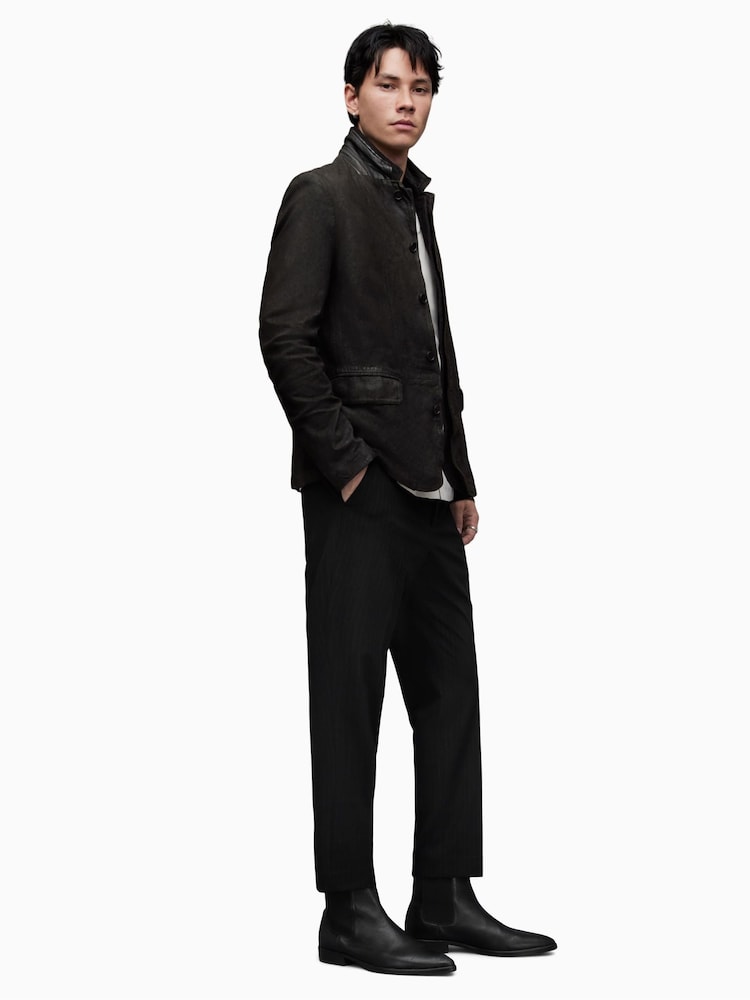 Buy AllSaints Grey Black Survey Leather Blazer from Next USA
