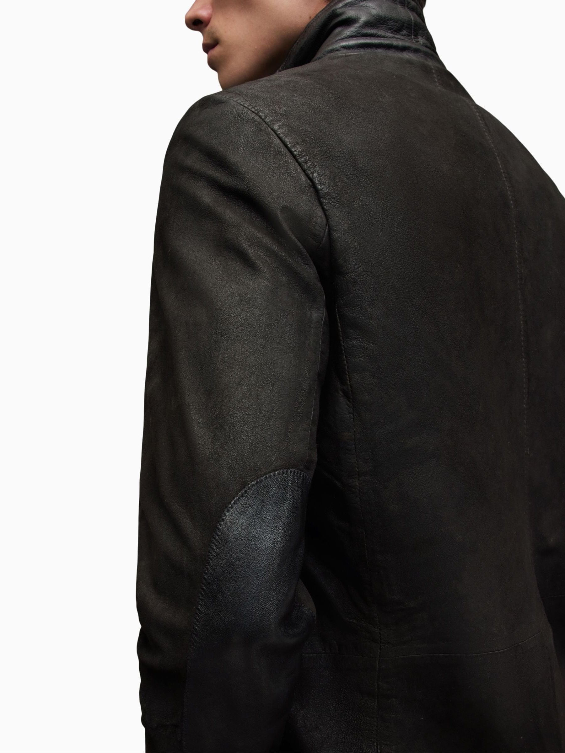 Kaufe Sie Grau Schwarz Allsaints Survey Lederblazer Grau bei Next Deutschland