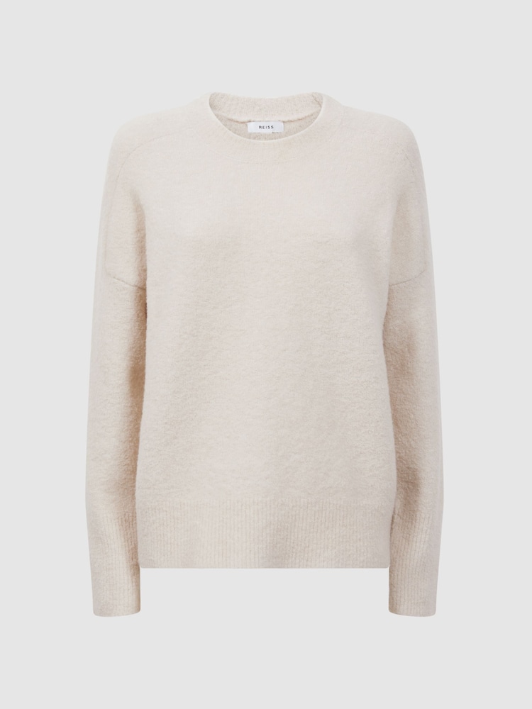 Reiss Neutral Caris Wool Crew Neck Jumper - Image 5 of 5