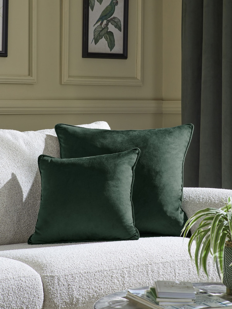 Dark Green 59 x 59cm Matte Velvet Cushion - Image 2 of 6