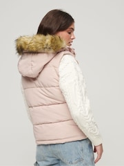 Superdry Pink Everest Faux Fur Puffer Gilet - Image 2 of 6