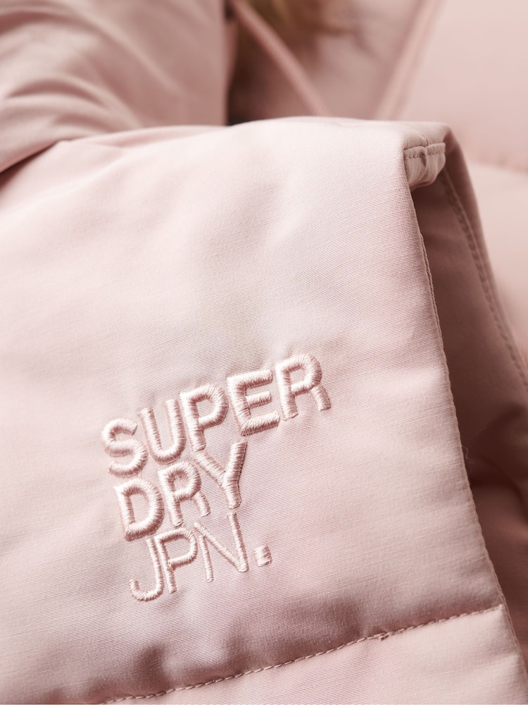 Superdry Pink Everest Faux Fur Puffer Gilet - Image 6 of 6