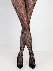 Pour Moi Black Diamond Crochet Lace Tights - Image 1 of 4