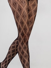 Pour Moi Black Diamond Crochet Lace Tights - Image 2 of 4