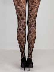 Pour Moi Black Diamond Crochet Lace Tights - Image 3 of 4