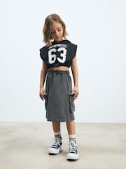 Black/Grey Sports Hoodie And Cargo Skirt Set (3-16yrs) - Image 1 of 1