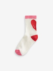 Pink/White Heart Regular Length Cotton Rich Cushioned Sole Ankle Socks 3 Pack - Image 2 of 4