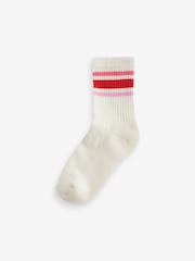 Pink/White Heart Regular Length Cotton Rich Cushioned Sole Ankle Socks 3 Pack - Image 4 of 4