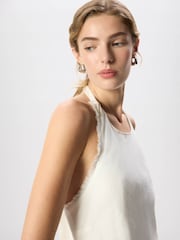 Whistles White Linen Halter Neck Dress - Image 3 of 5