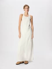 Whistles White Linen Halter Neck Dress - Image 4 of 5
