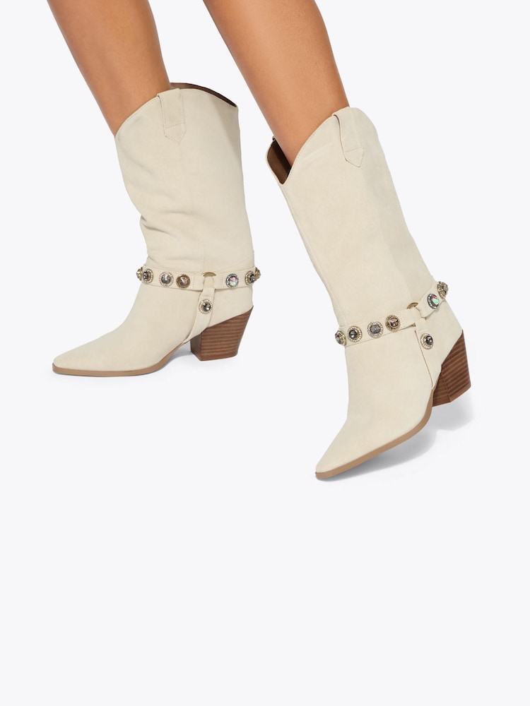 Kurt Geiger London Cream Octavia Cowboy Boots - Image 1 of 5