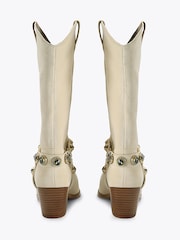 Kurt Geiger London Cream Octavia Cowboy Boots - Image 4 of 5