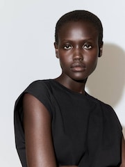 Mango Black Lace Hem Sleeveless T-Shirt - Image 4 of 6