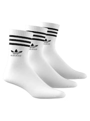 adidas Originals White Mid Cut Crew Socks 3 Pack - Image 1 of 8