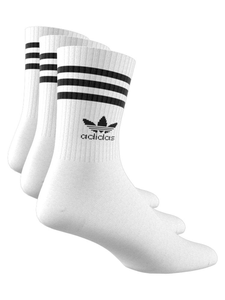 adidas Originals White Mid Cut Crew Socks 3 Pack - Image 3 of 8
