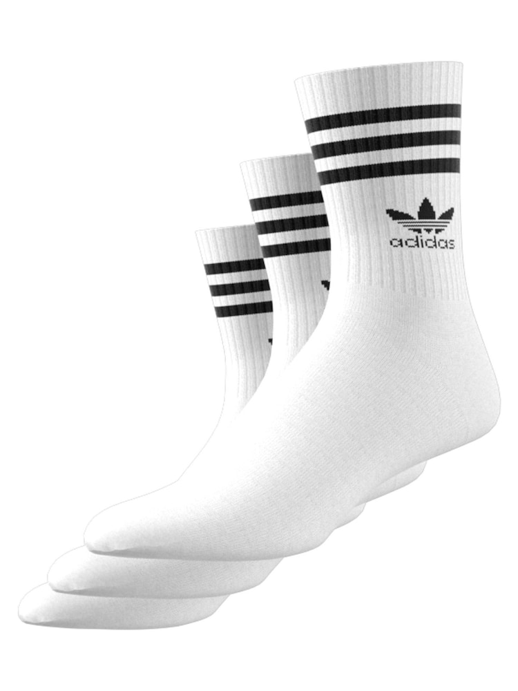 adidas Originals White Mid Cut Crew Socks 3 Pack - Image 4 of 8