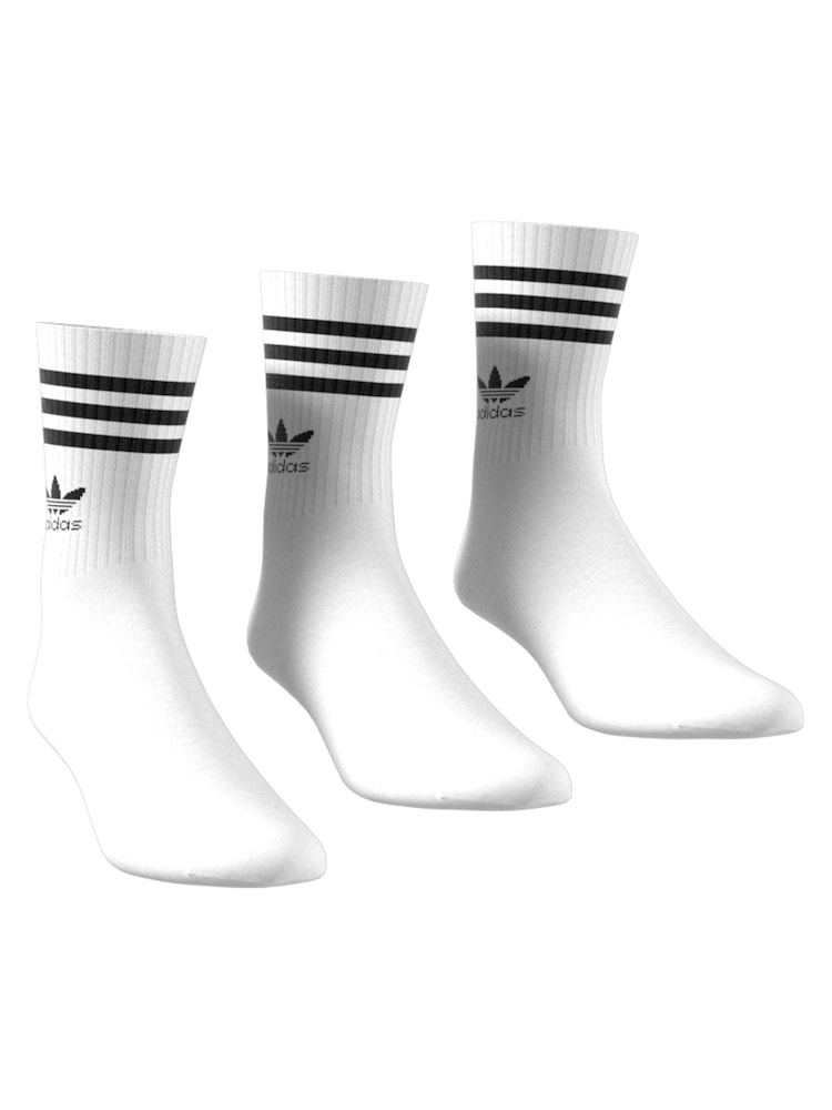 adidas Originals White Mid Cut Crew Socks 3 Pack - Image 5 of 8